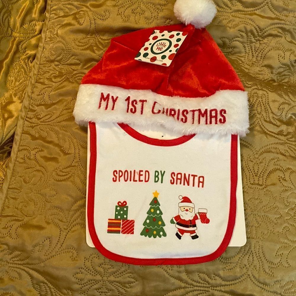 My 1st Christmas Hat & Bib Set